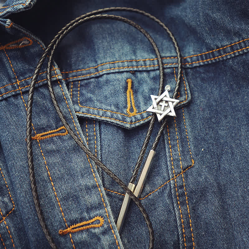Cravate Bolo étoile hexagramme porte-bonheur