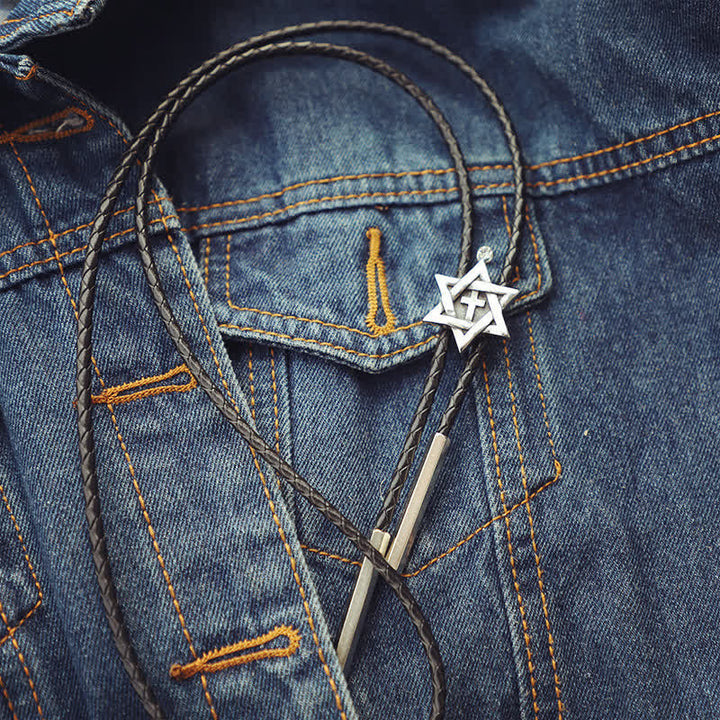 Cravate Bolo étoile hexagramme porte-bonheur