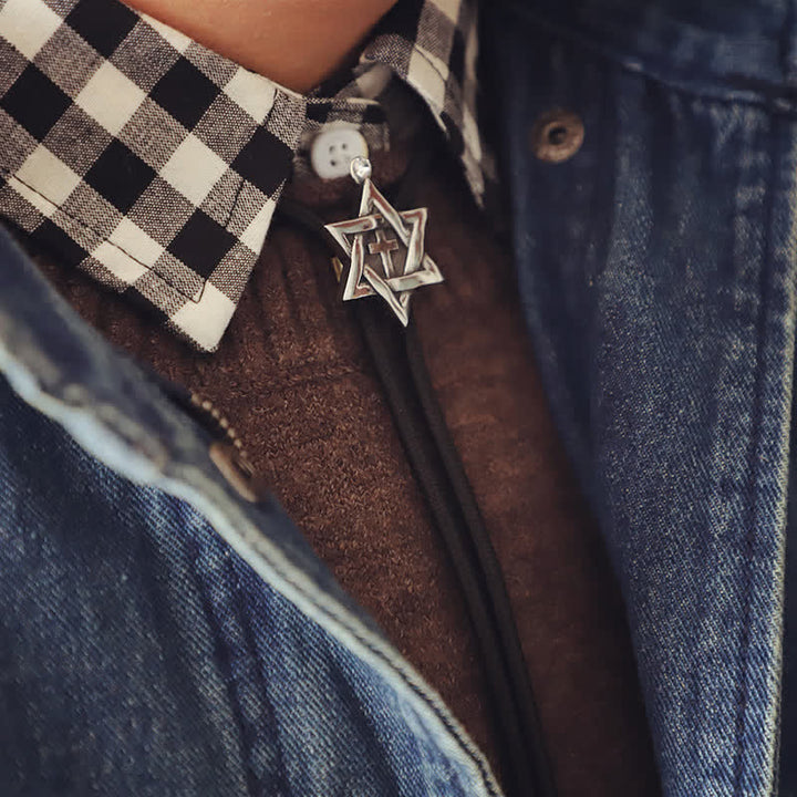 Cravate Bolo étoile hexagramme porte-bonheur