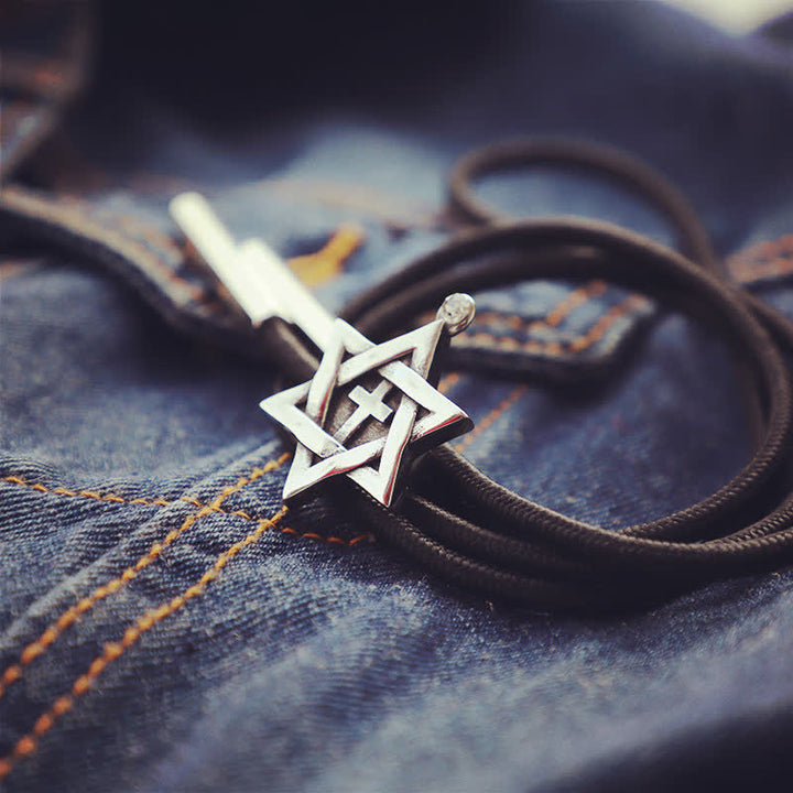 Cravate Bolo étoile hexagramme porte-bonheur