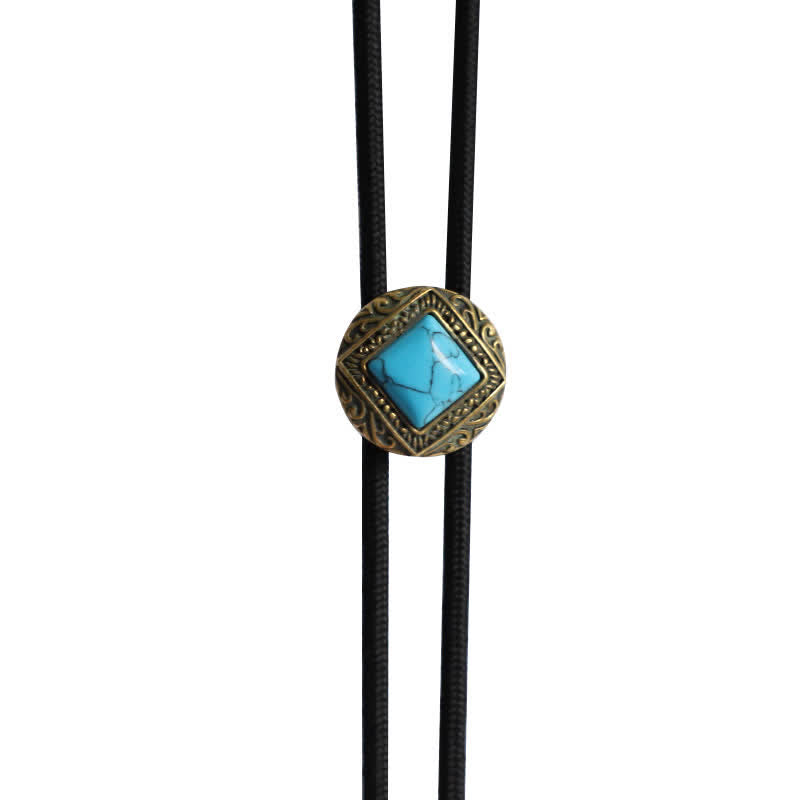 Cravate bolo en cuivre et fausse pierre turquoise