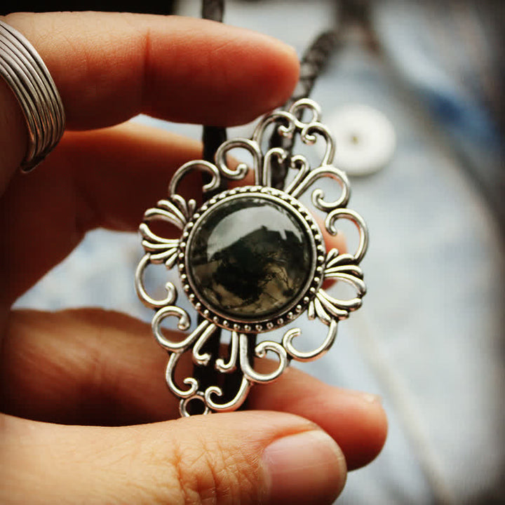 Cravate Bolo Pendentif Médaillon en Pierre d'Art Unique