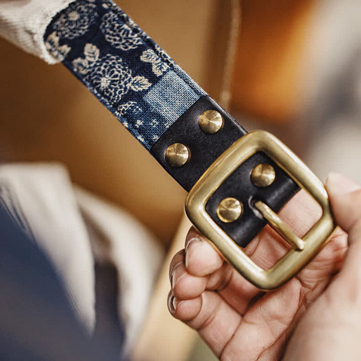 Ceinture en cuir à imprimé floral rétro pour homme