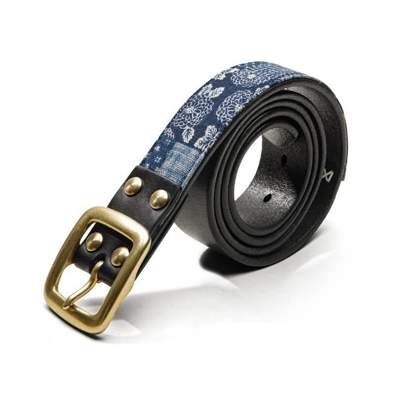 Ceinture en cuir à imprimé floral rétro pour homme