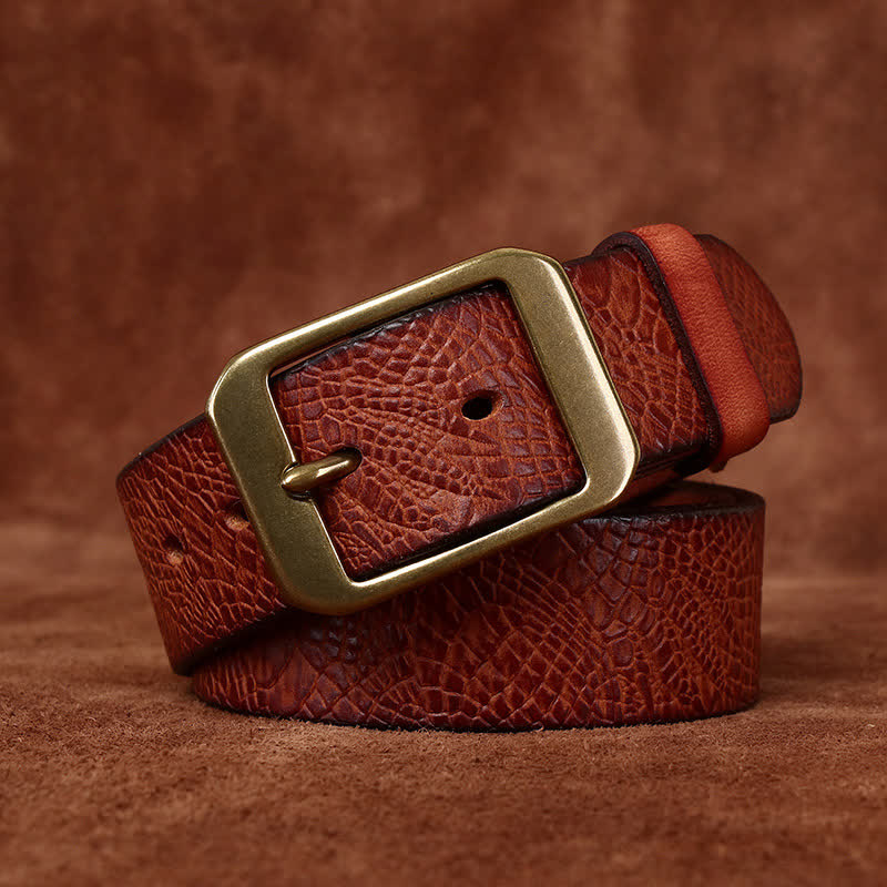Ceinture en cuir pleine fleur à imprimé crocodile pour homme