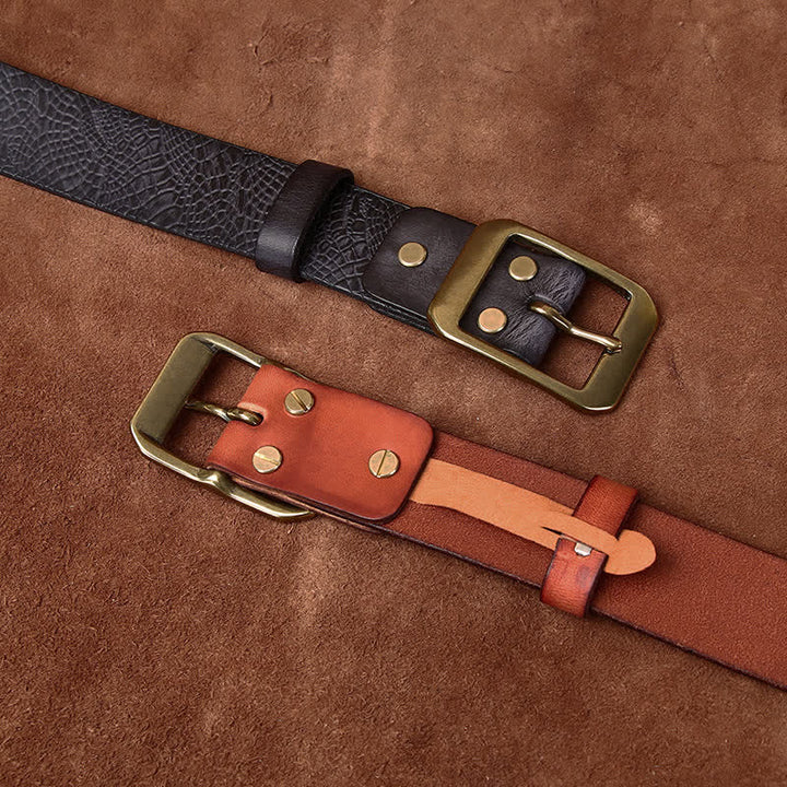Ceinture en cuir pleine fleur à imprimé crocodile pour homme