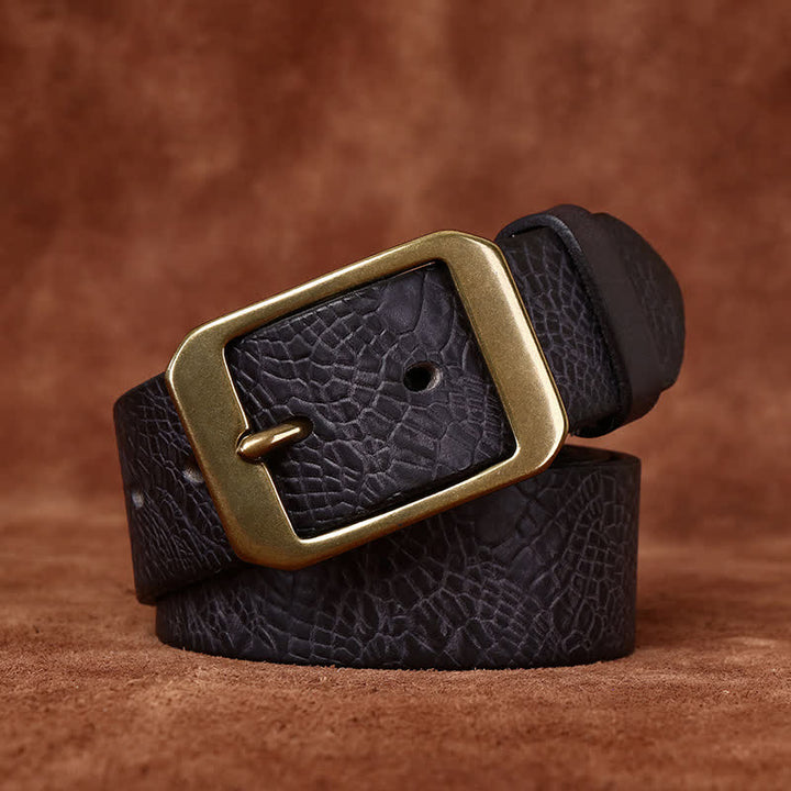 Ceinture en cuir pleine fleur à imprimé crocodile pour homme