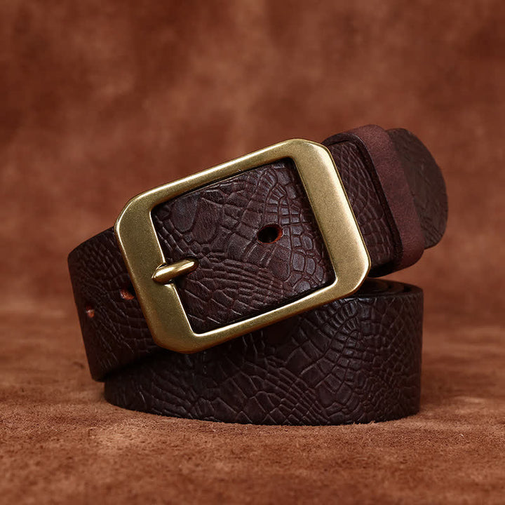 Ceinture en cuir pleine fleur à imprimé crocodile pour homme