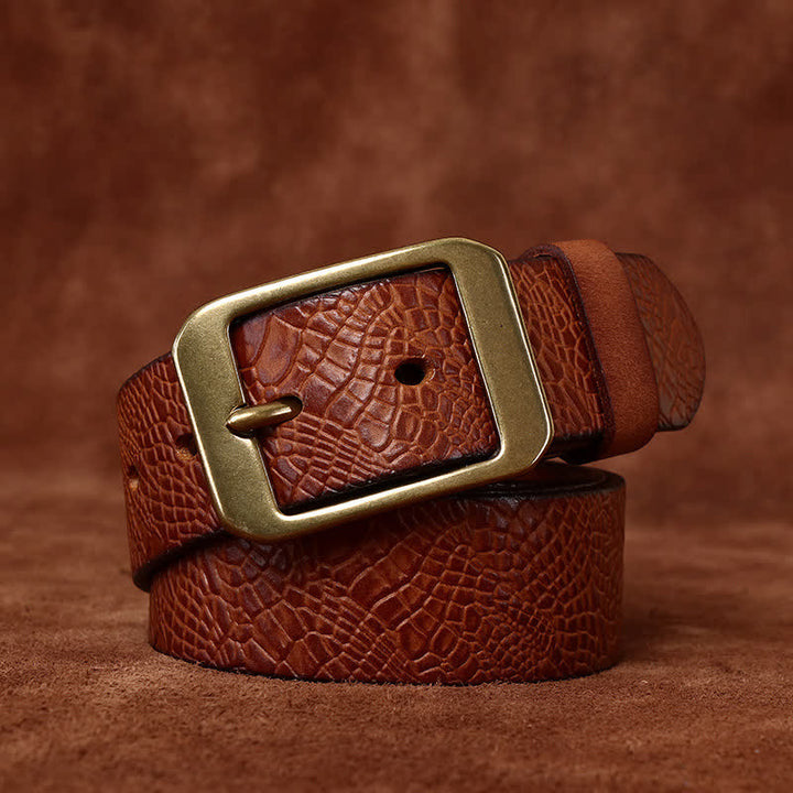 Ceinture en cuir pleine fleur à imprimé crocodile pour homme