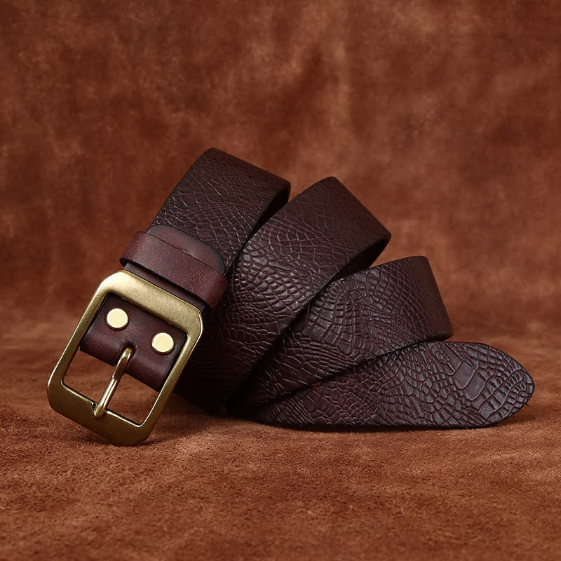 Ceinture en cuir pleine fleur à imprimé crocodile pour homme