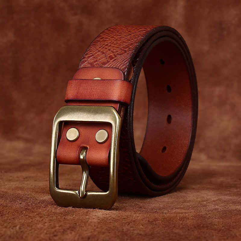 Ceinture en cuir pleine fleur à imprimé crocodile pour homme