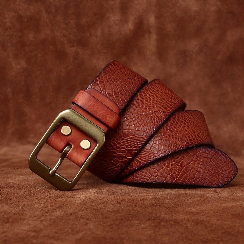 Ceinture en cuir pleine fleur à imprimé crocodile pour homme