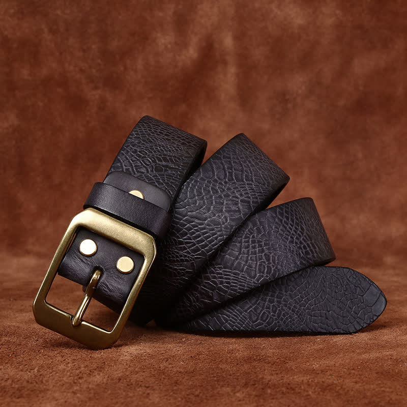 Ceinture en cuir pleine fleur à imprimé crocodile pour homme