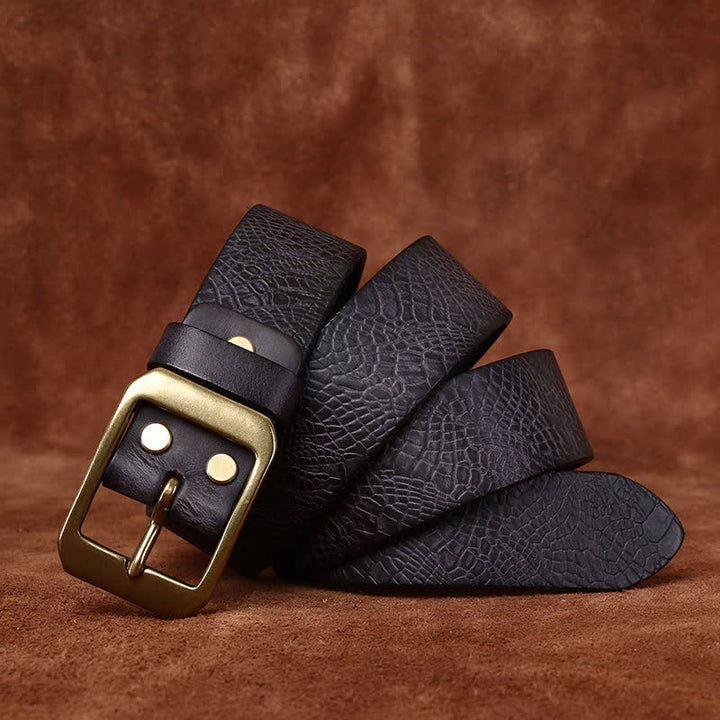 Ceinture en cuir pleine fleur à imprimé crocodile pour homme