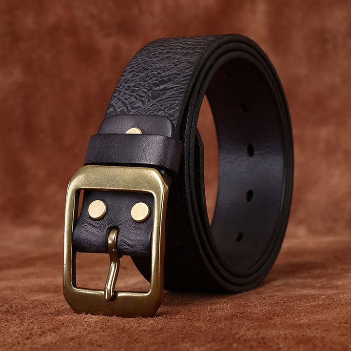 Ceinture en cuir pleine fleur à imprimé crocodile pour homme