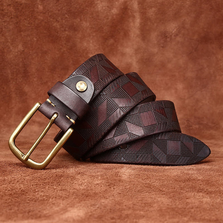 Ceinture en cuir à motif diamant gravé au laser pour homme