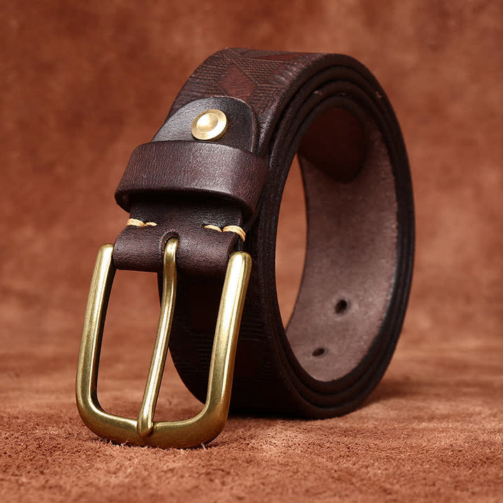 Ceinture en cuir à motif diamant gravé au laser pour homme