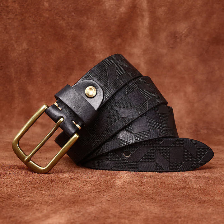 Ceinture en cuir à motif diamant gravé au laser pour homme
