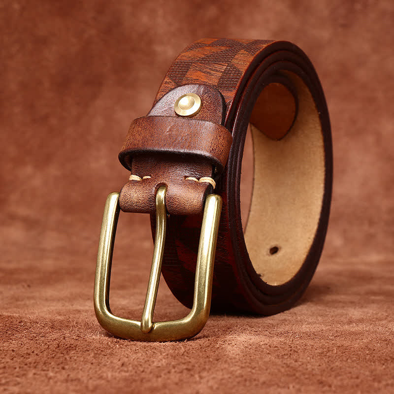 Ceinture en cuir à motif diamant gravé au laser pour homme
