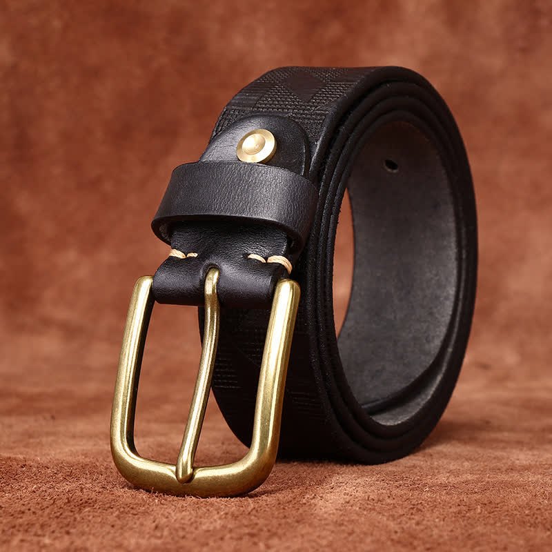 Ceinture en cuir à motif diamant gravé au laser pour homme