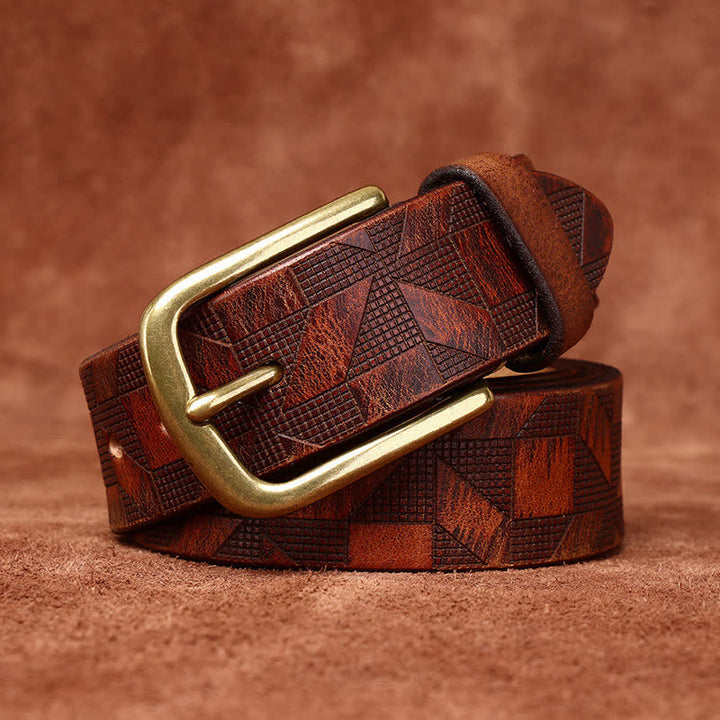 Ceinture en cuir à motif diamant gravé au laser pour homme