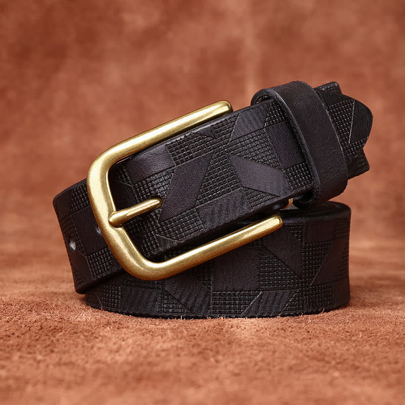 Ceinture en cuir à motif diamant gravé au laser pour homme