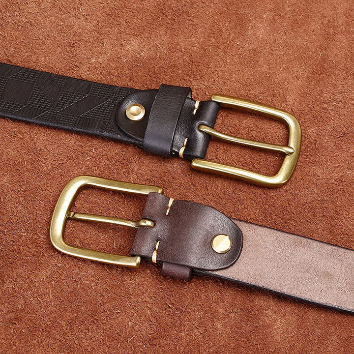 Ceinture en cuir à motif diamant gravé au laser pour homme