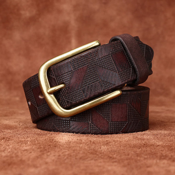 Ceinture en cuir à motif diamant gravé au laser pour homme