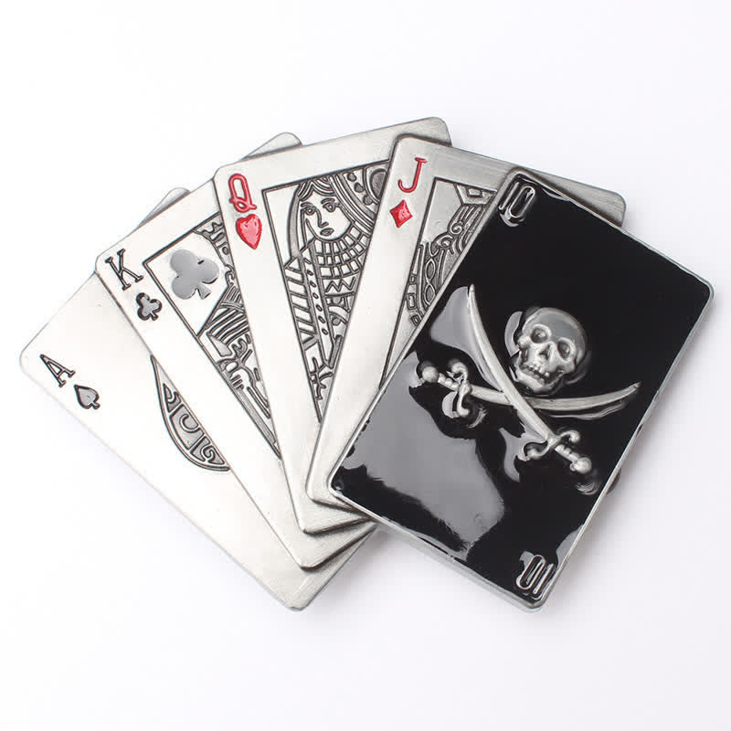 Ceinture en cuir à boucle Poker Flush Skull Pirate DIY pour homme