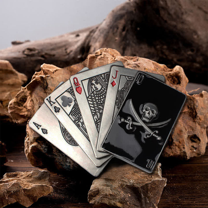 Ceinture en cuir à boucle Poker Flush Skull Pirate DIY pour homme