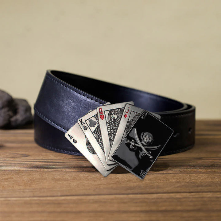 Ceinture en cuir à boucle Poker Flush Skull Pirate DIY pour homme