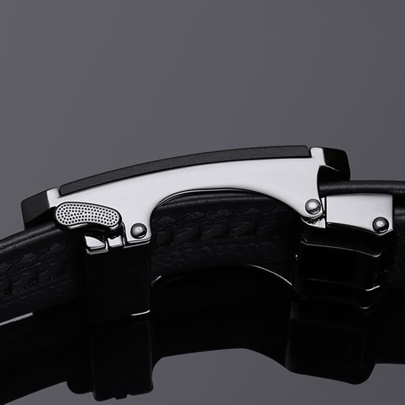 Ceinture en cuir à boucle automatique creuse à imprimé crocodile pour homme