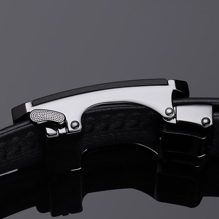 Ceinture en cuir à boucle automatique creuse à imprimé crocodile pour homme
