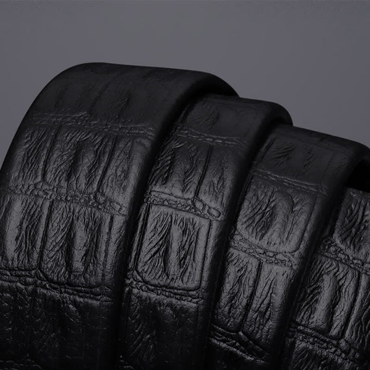 Ceinture en cuir à boucle automatique creuse à imprimé crocodile pour homme