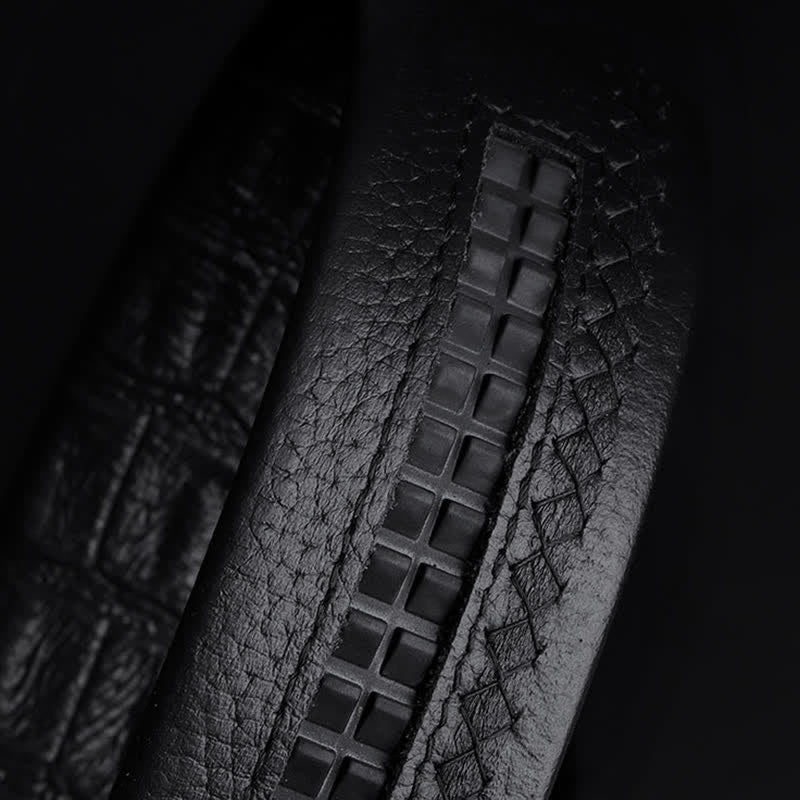 Ceinture en cuir à boucle automatique creuse à imprimé crocodile pour homme