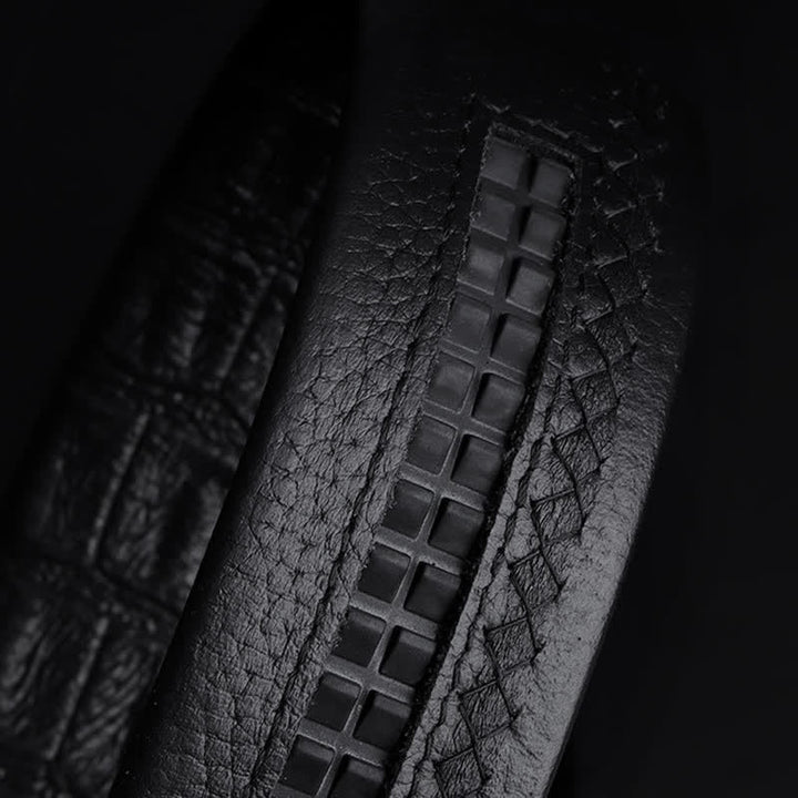 Ceinture en cuir à boucle automatique creuse à imprimé crocodile pour homme