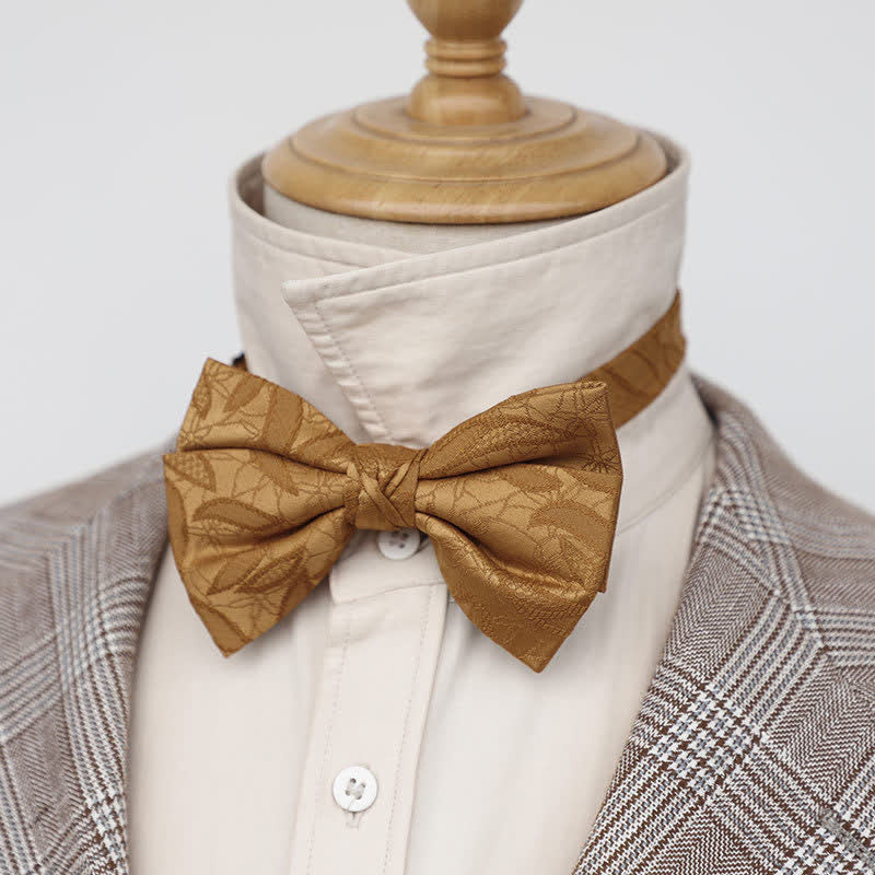 Nœud papillon fantaisie vintage pour homme avec motif de feuilles
