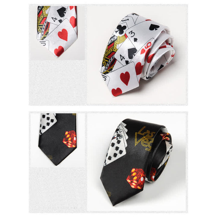 Cravate à thème de cartes à jouer au poker pour hommes