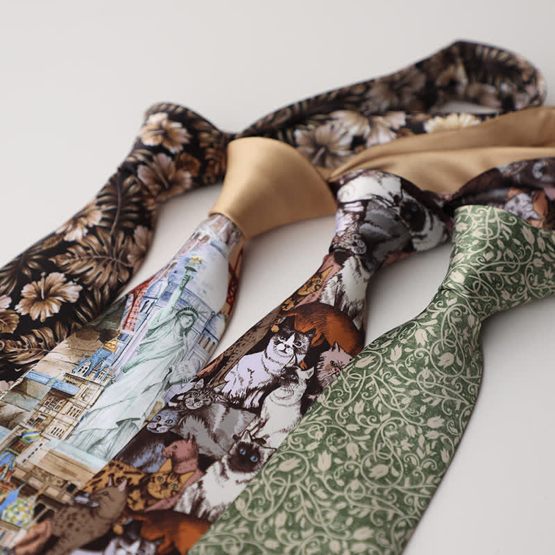 Cravate pour homme à motif floral et animalier