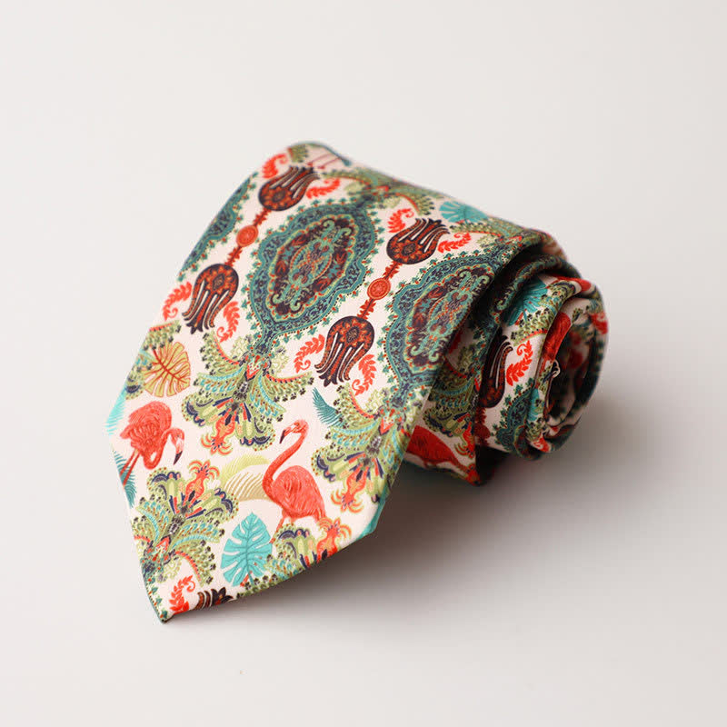 Cravate pour homme à motif floral et animalier