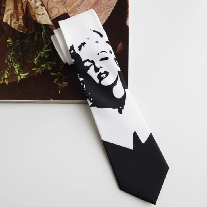Cravate imprimée Monroe blanche et noire pour homme
