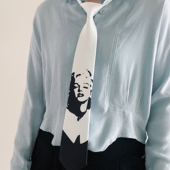 Cravate imprimée Monroe blanche et noire pour homme