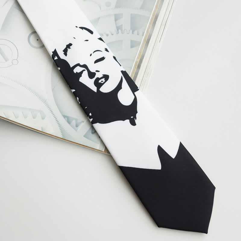 Cravate imprimée Monroe blanche et noire pour homme