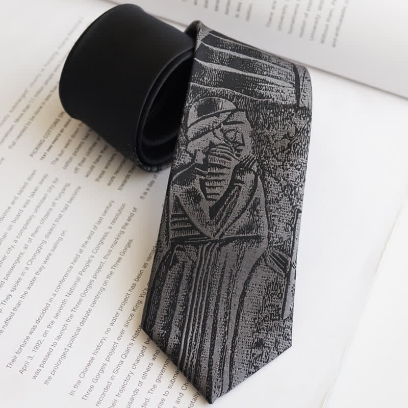 Cravate noire pour homme avec le code de Hammurabi