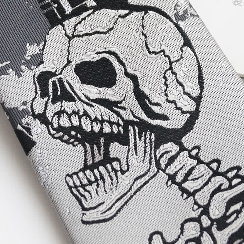 Cravate homme Rock Punk gris foncé motif tête de mort