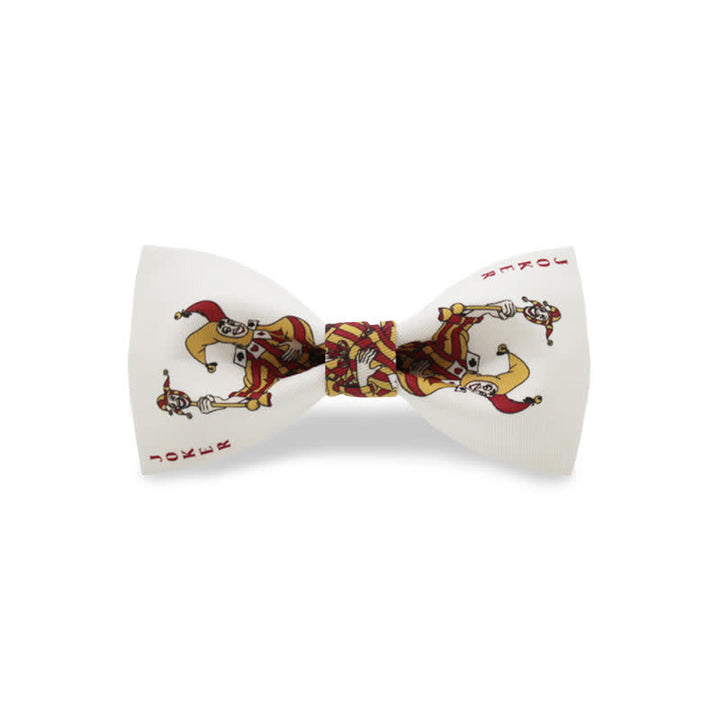 Nœud papillon blanc pour homme avec motif Joker Poker Gamble