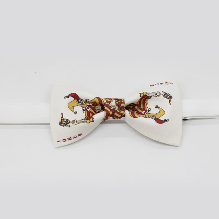 Nœud papillon blanc pour homme avec motif Joker Poker Gamble