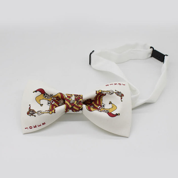 Nœud papillon blanc pour homme avec motif Joker Poker Gamble