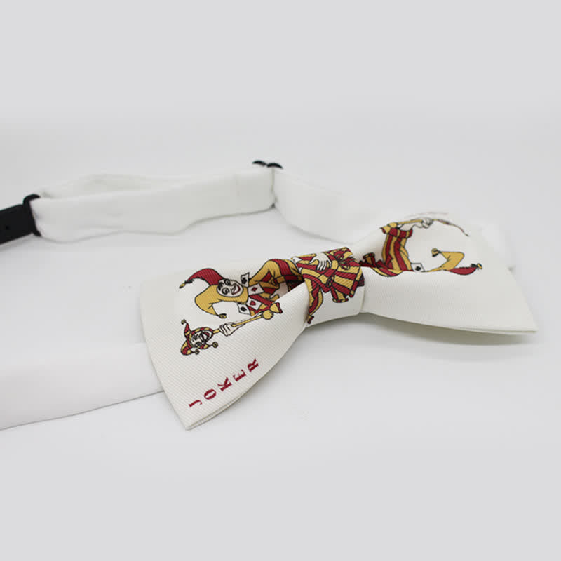 Nœud papillon blanc pour homme avec motif Joker Poker Gamble