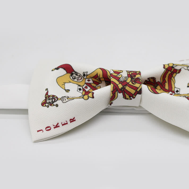 Nœud papillon blanc pour homme avec motif Joker Poker Gamble